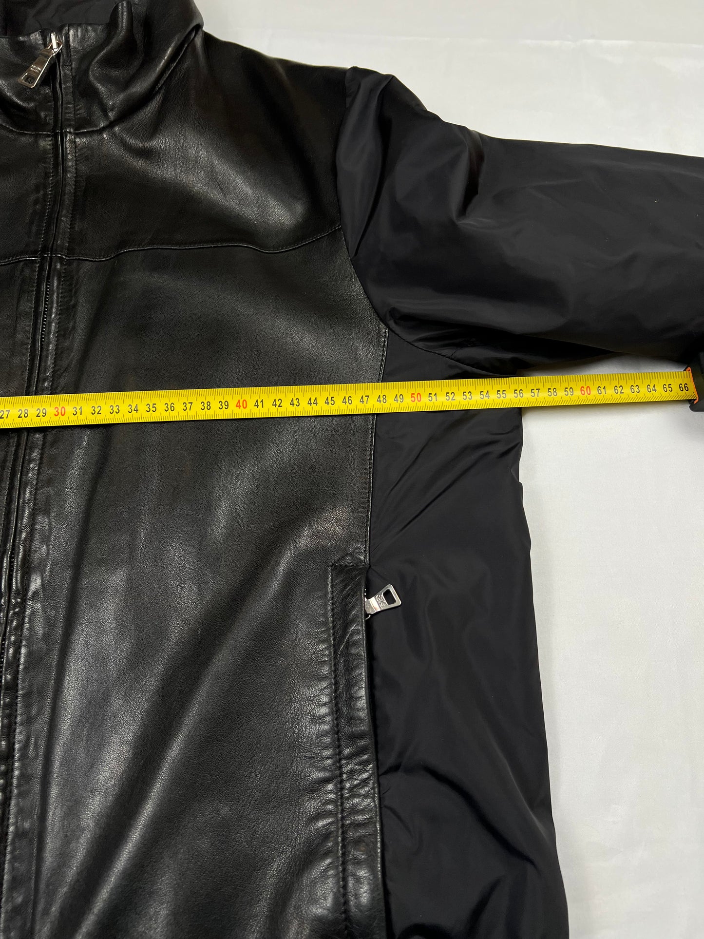 Prada Black Leather Nylon Jacket (L)