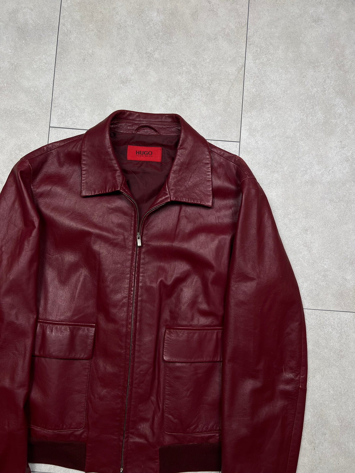 Hugo Boss Red Leather Jacket (M)