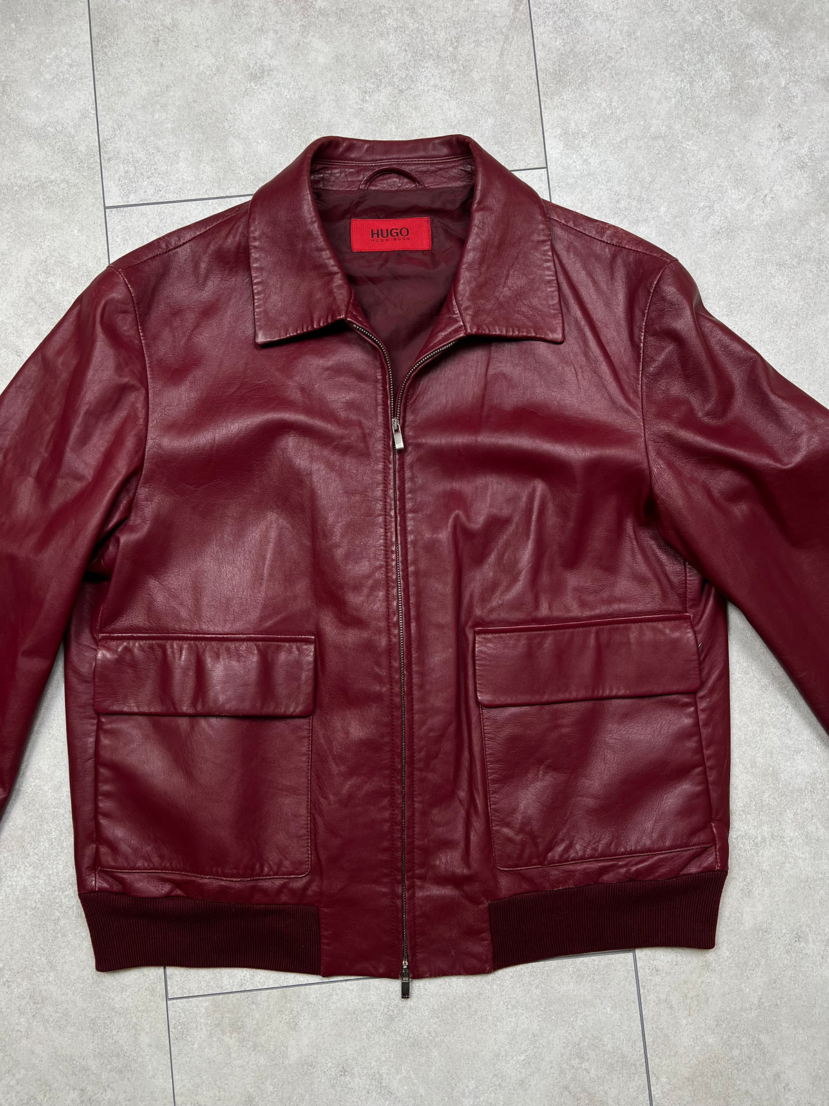 Hugo Boss Red Leather Jacket (M)