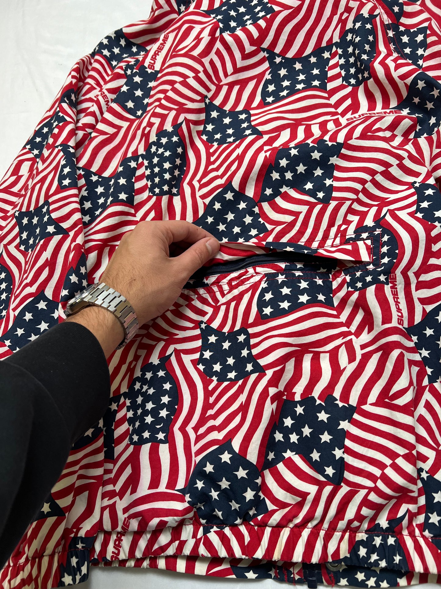 Supreme Raglan Court American flag jacket (Large)