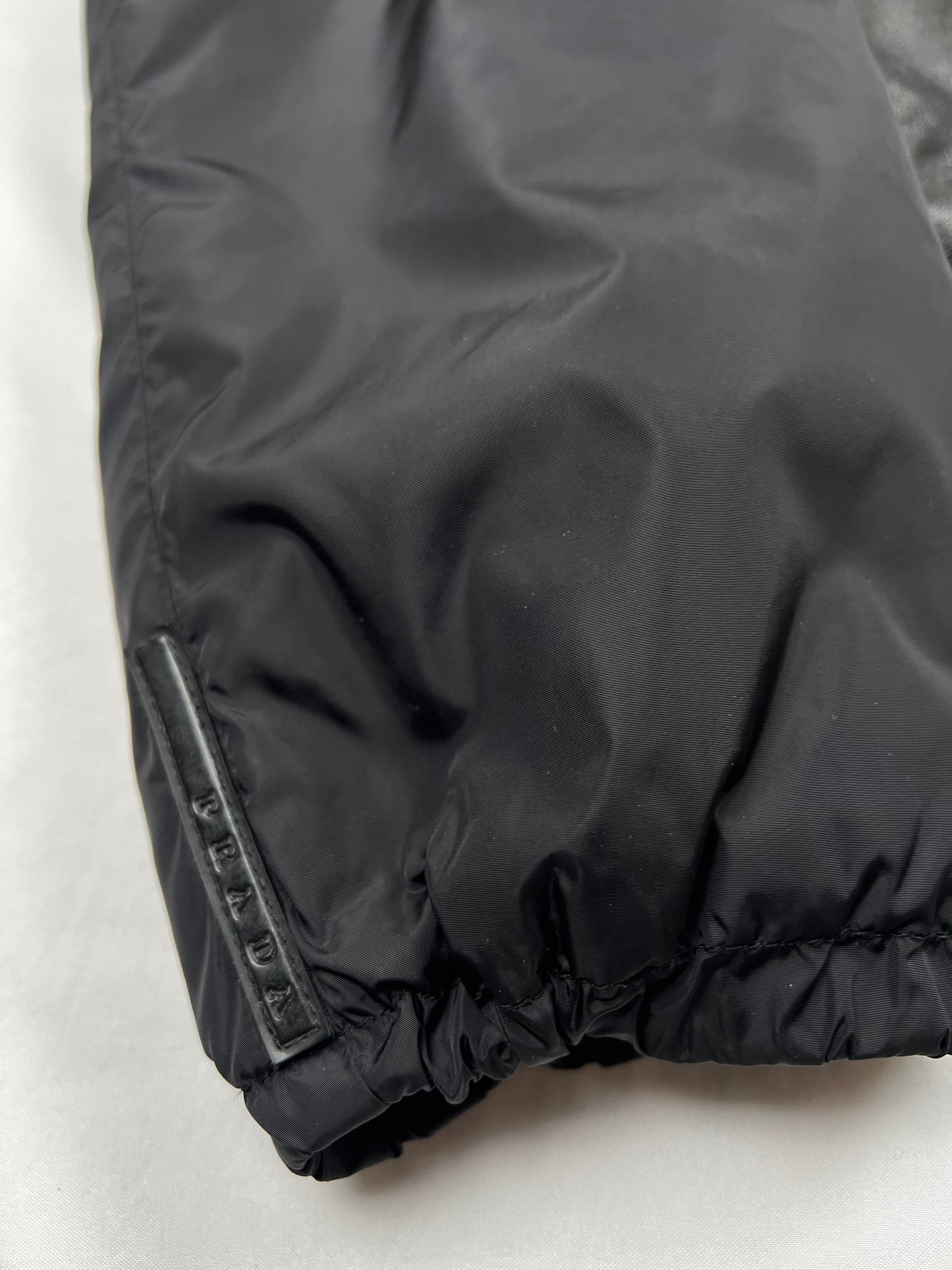 Prada Black Leather Nylon Jacket (L)