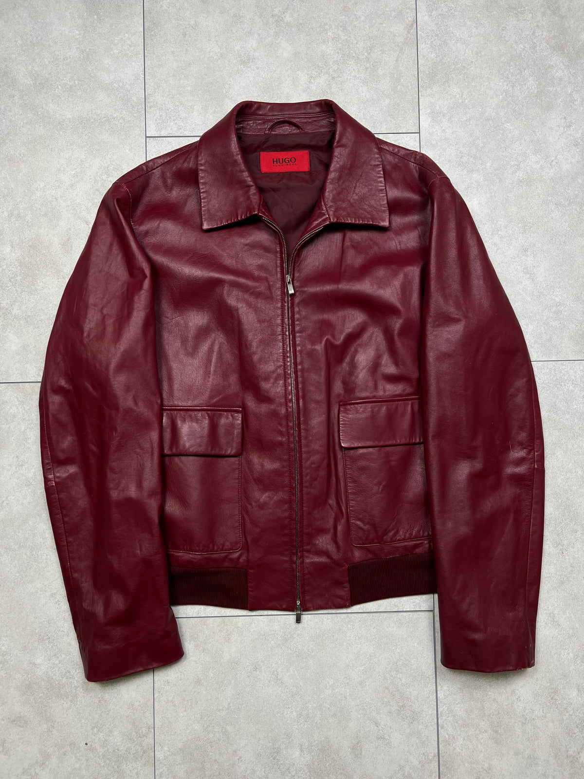 Hugo Boss Red Leather Jacket (M)