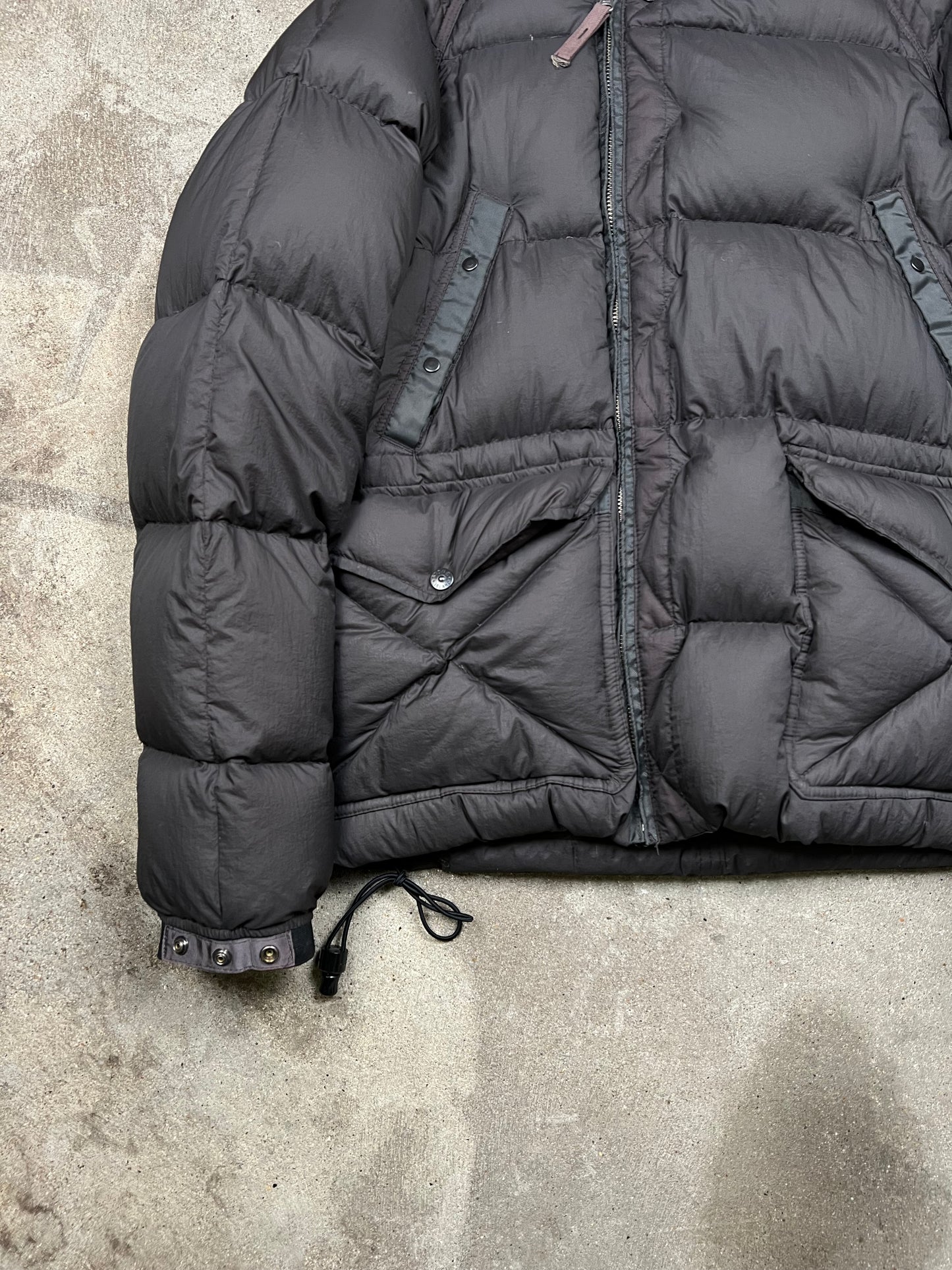 AW08' Stone Island Black Off Centre Zip Opaque Puffer (M)