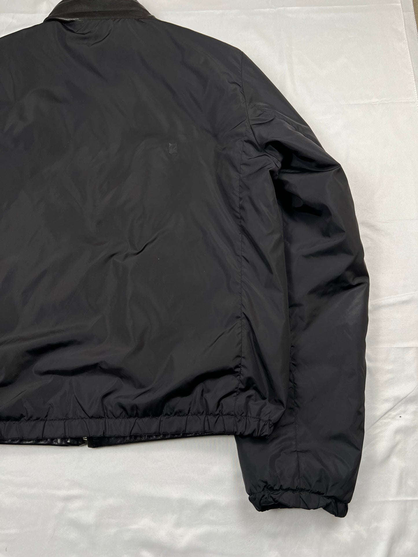 Prada Black Leather Nylon Jacket (L)