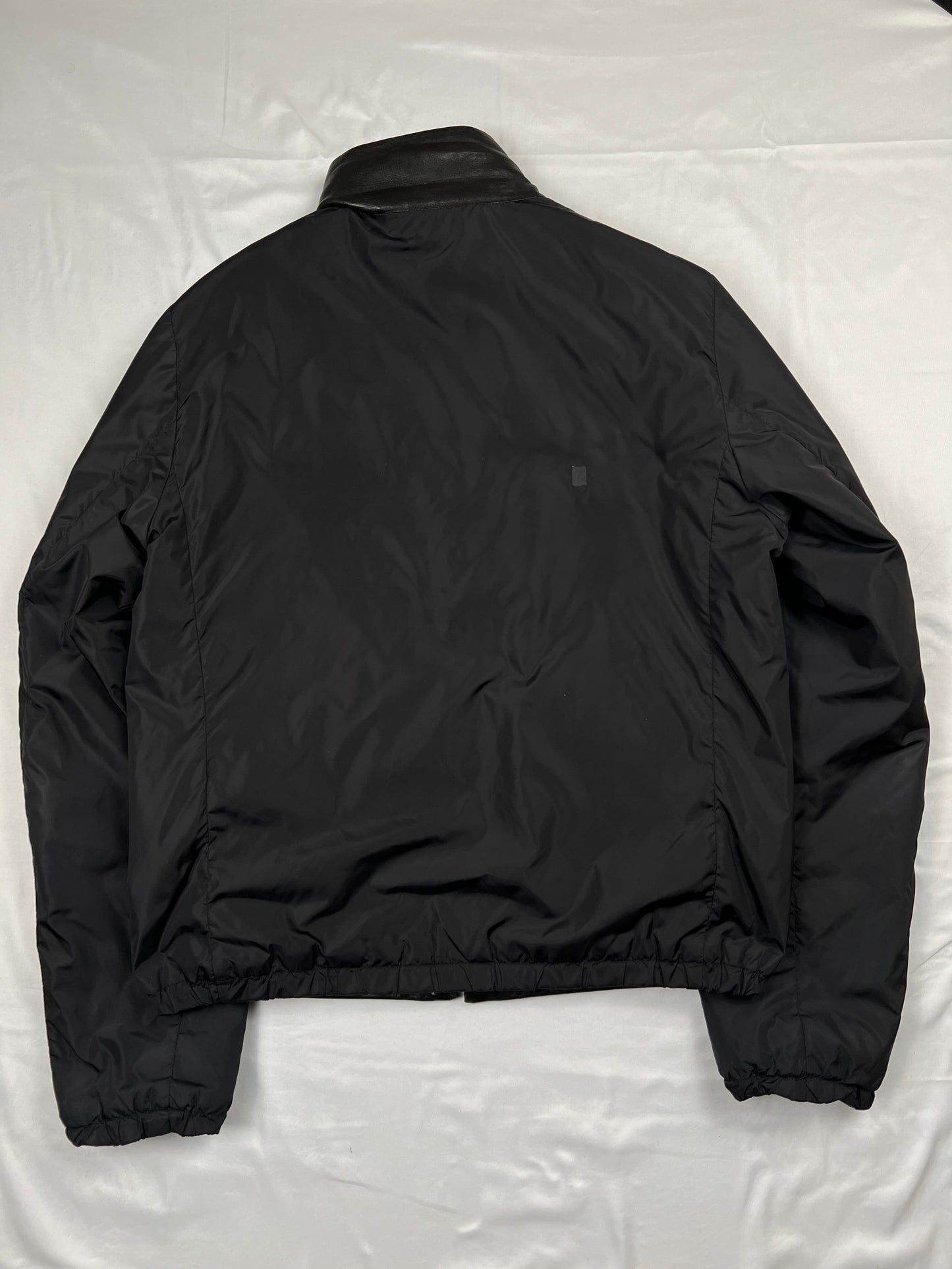Prada Black Leather Nylon Jacket (L)