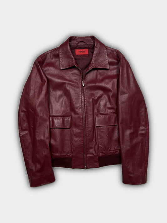 Hugo Boss Red Leather Jacket (M)