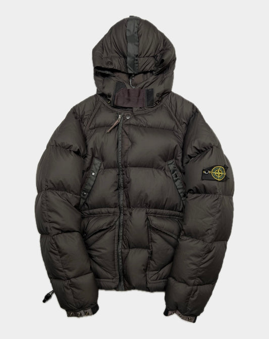 AW08' Stone Island Black Off Centre Zip Opaque Puffer (M)